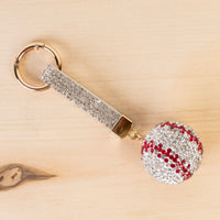 Load image into Gallery viewer, SL031 - Crystal Baseball Keychain - Red &amp; White
