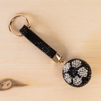 Load image into Gallery viewer, SL034 - Crystal Soccer Keychain - Black &amp; White
