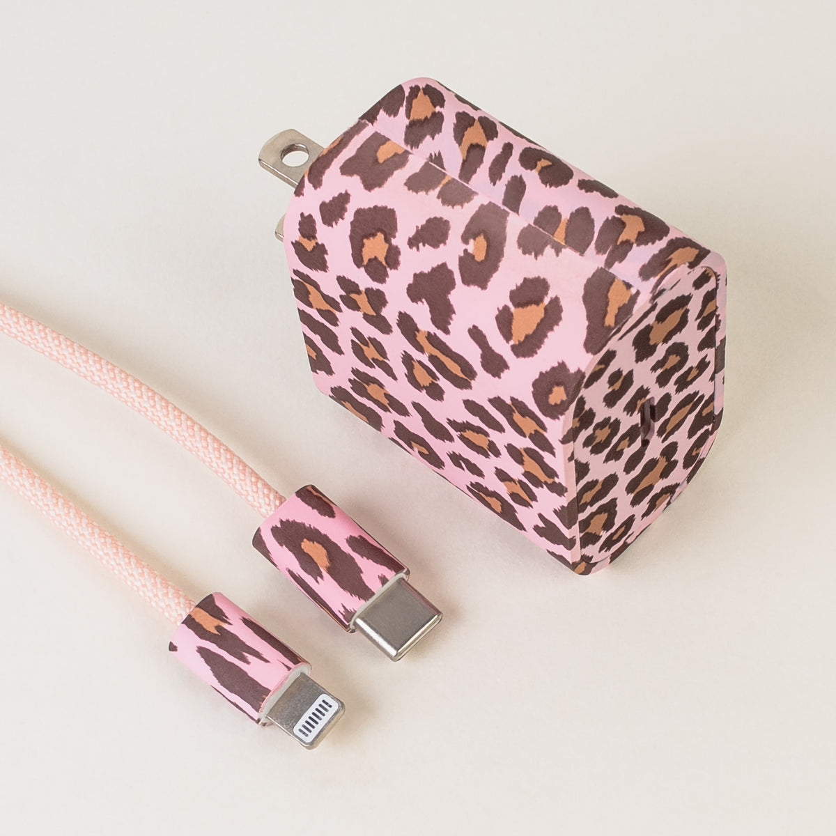 USBC-PL - Lightning to USB-C Port Phone Charger - Pink Leopard