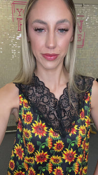 Load and play video in Gallery viewer, 10586 - Sunflower Lace Tank Top

