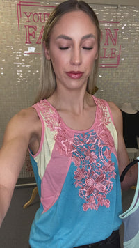 Load and play video in Gallery viewer, 30026 - Embroidered Tank Top - Purple
