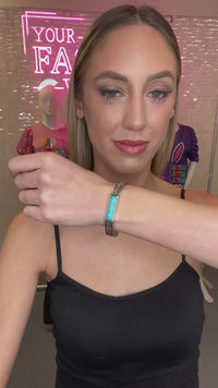 Load and play video in Gallery viewer, 74807 - Squash Blossom Cuff Bracelet - Turquoise &amp; Silver
