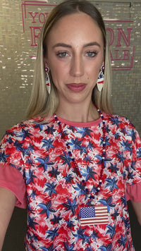 Load and play video in Gallery viewer, 30019 - Floral Top with Ruffle Sleeves
