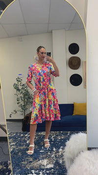 Load and play video in Gallery viewer, 50052 - Floral Paisley Print Dress with Pockets
