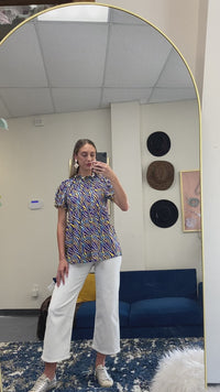 Load and play video in Gallery viewer, 30053 - Tiger Stripe Print Top with Ruffle Sleeves
