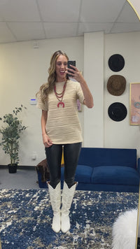 Load and play video in Gallery viewer, 50081 - Textured Half Sleeve Top with slits - Tan
