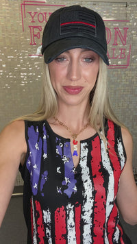 Load and play video in Gallery viewer, 30061 - American Flag Tank Top with Fringe
