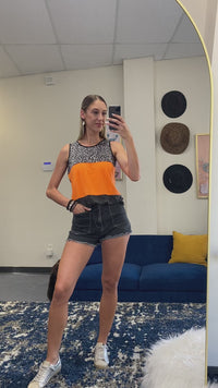 Load and play video in Gallery viewer, 210008 - Color Block Leopard Tank Top
