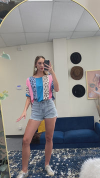 Load and play video in Gallery viewer, 30040 - Leopard Color Block Top
