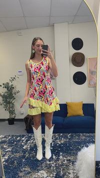 Load and play video in Gallery viewer, 30056 - Multi Leopard Layered Ruffle Dress
