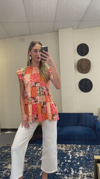 Load and play video in Gallery viewer, 20181 - Floral Top with Butterfly Sleeves
