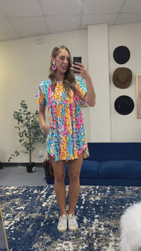 Load and play video in Gallery viewer, 30065 - Multicolor Leopard Print Dress with Pockets
