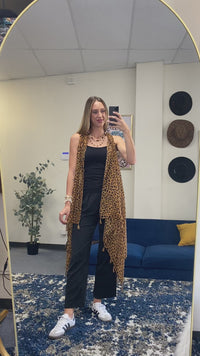Load and play video in Gallery viewer, 6206 - Trendy Leopard Print Fashion Vest with Tassels
