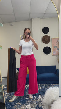 Load and play video in Gallery viewer, 50067 - Wide Leg Textured Pants with Pockets - Mocha
