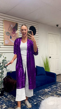 Load and play video in Gallery viewer, 6721 - Sequin Duster - Purple
