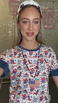 Load and play video in Gallery viewer, 50078 - 4th of July Half Sleeve Top
