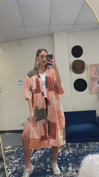 Load and play video in Gallery viewer, 6704 - Leopard Color Block Duster - Orange
