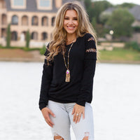 Load image into Gallery viewer, 10069 - Game Day Long Sleeve Leopard Cut Top - Black
