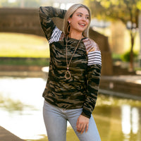 Load image into Gallery viewer, 10399 - Sequin &amp; Stripes Long Sleeve Top - Rose Gold
