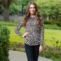 Load image into Gallery viewer, 10424 - Leopard Long Sleeve Top with Criss Cross Lace - Leopard
