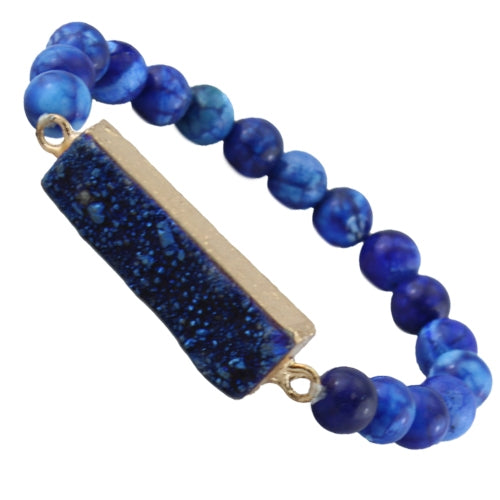 74488 - Natural Stone Cut Druzzy Bracelet - Fashion Jewelry Wholesale