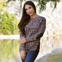 Load image into Gallery viewer, 10426 - Leopard Top with Elbow Patches - Pink
