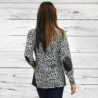 Load image into Gallery viewer, 10426 - Leopard Top with Elbow Patches - Grey
