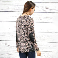 Load image into Gallery viewer, 10426 - Leopard Top with Elbow Patches - Pink
