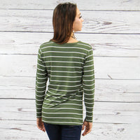 Load image into Gallery viewer, 10428 - Striped Long Sleeve Top - Olive
