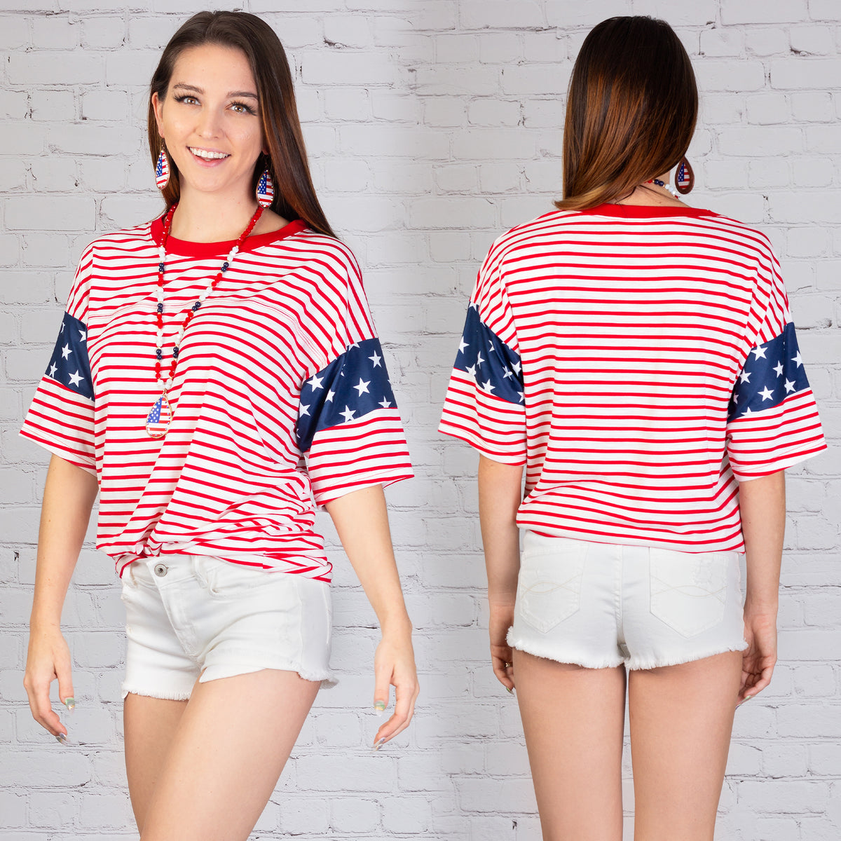 10534 -Stars and Stripes Half Sleeve Top