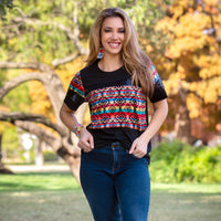 Load image into Gallery viewer, 10536 - Aztec Half Sleeve Top with Sequin
