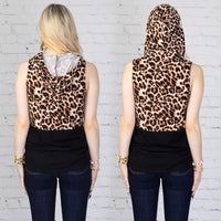 Load image into Gallery viewer, 10566 - Leopard Color Block Hooded Tank Top
