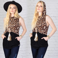 Load image into Gallery viewer, 10566 - Leopard Color Block Hooded Tank Top
