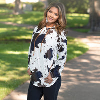 Load image into Gallery viewer, 10618 - Cow Print Hoodie with Elbow Patches and Pockets
