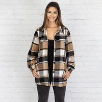 Load image into Gallery viewer, 10631 - Plaid Shacket with Pockets - Brown
