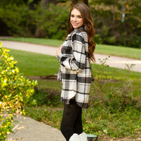 Load image into Gallery viewer, 10631 - Plaid Shacket with Pockets - Grey
