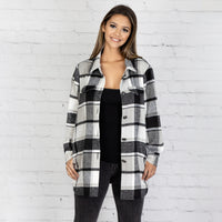 Load image into Gallery viewer, 10631 - Plaid Shacket with Pockets - Grey
