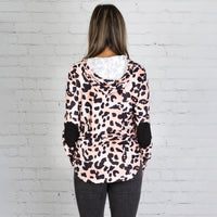 Load image into Gallery viewer, 10653 - Pink Leopard Hoodie with Elbow Patches and Pockets
