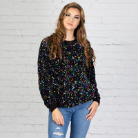 Load image into Gallery viewer, 10654 - Sequin Long Sleeve Top - Black
