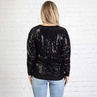 Load image into Gallery viewer, 10660 - Black Sequin Long Sleeve Top
