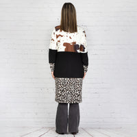 Load image into Gallery viewer, 10664 - Color Block Cow Print and Leopard Cardigan
