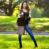 Load image into Gallery viewer, 10664 - Color Block Cow Print and Leopard Cardigan
