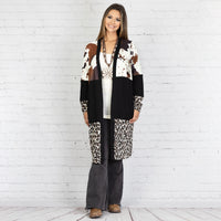 Load image into Gallery viewer, 10664 - Color Block Cow Print and Leopard Cardigan
