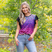 Load image into Gallery viewer, 10690 -  Multi Leopard Top with Butterfly Sleeves
