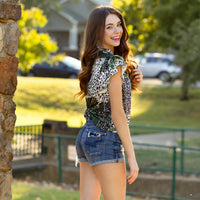 Load image into Gallery viewer, 10696 - Multi Leopard Ruffled Butterfly Sleeve Top
