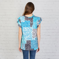 Load image into Gallery viewer, 10696 - Multi Leopard Ruffled Butterfly Sleeve Top
