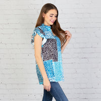Load image into Gallery viewer, 10696 - Multi Leopard Ruffled Butterfly Sleeve Top

