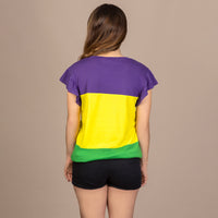 Load image into Gallery viewer, 10702 - Mardi Gras Color Block Top with Butterfly Sleeves
