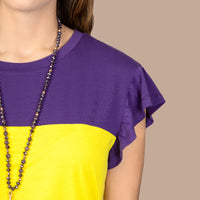 Load image into Gallery viewer, 10702 - Mardi Gras Color Block Top with Butterfly Sleeves
