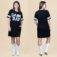 Load image into Gallery viewer, 10719 - Game Day Sequin T Shirt Dress with Pockets - Black
